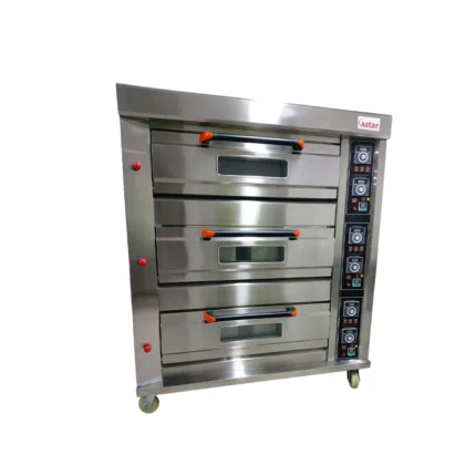 Horno de gas de 3 pisos y 6 bandejas